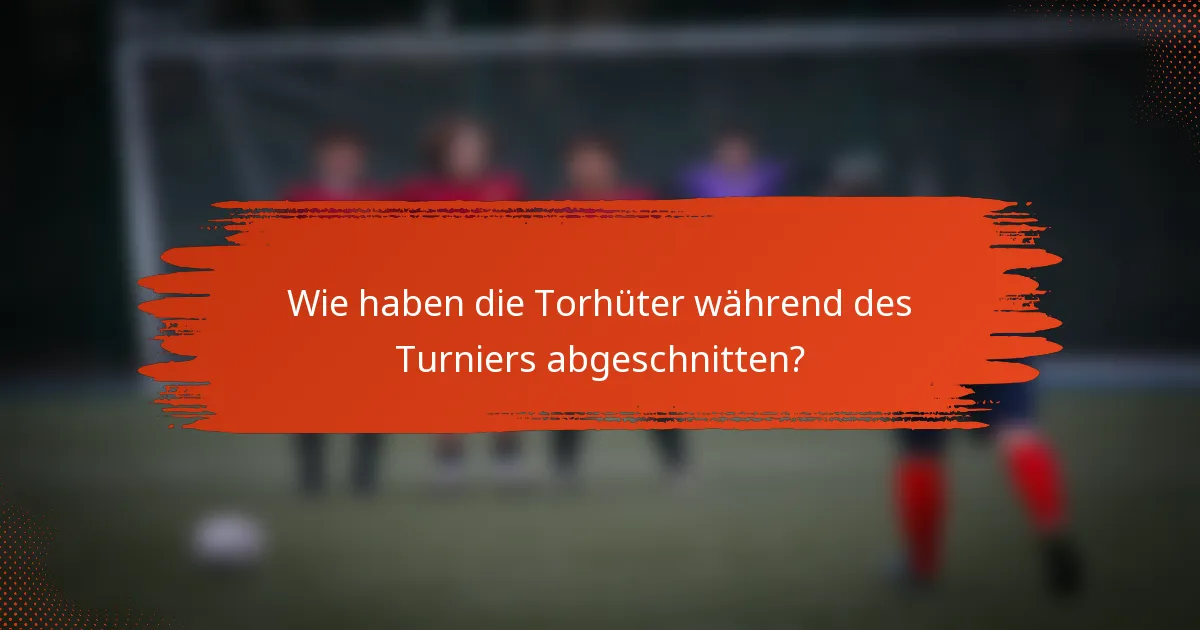Wie haben die Torhüter während des Turniers abgeschnitten?